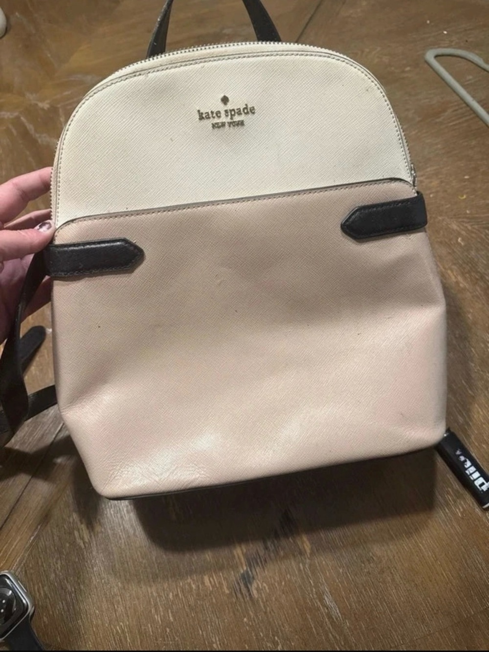 kate spade Two-Tone Cream and Tan Mini Backpack with Black Trim